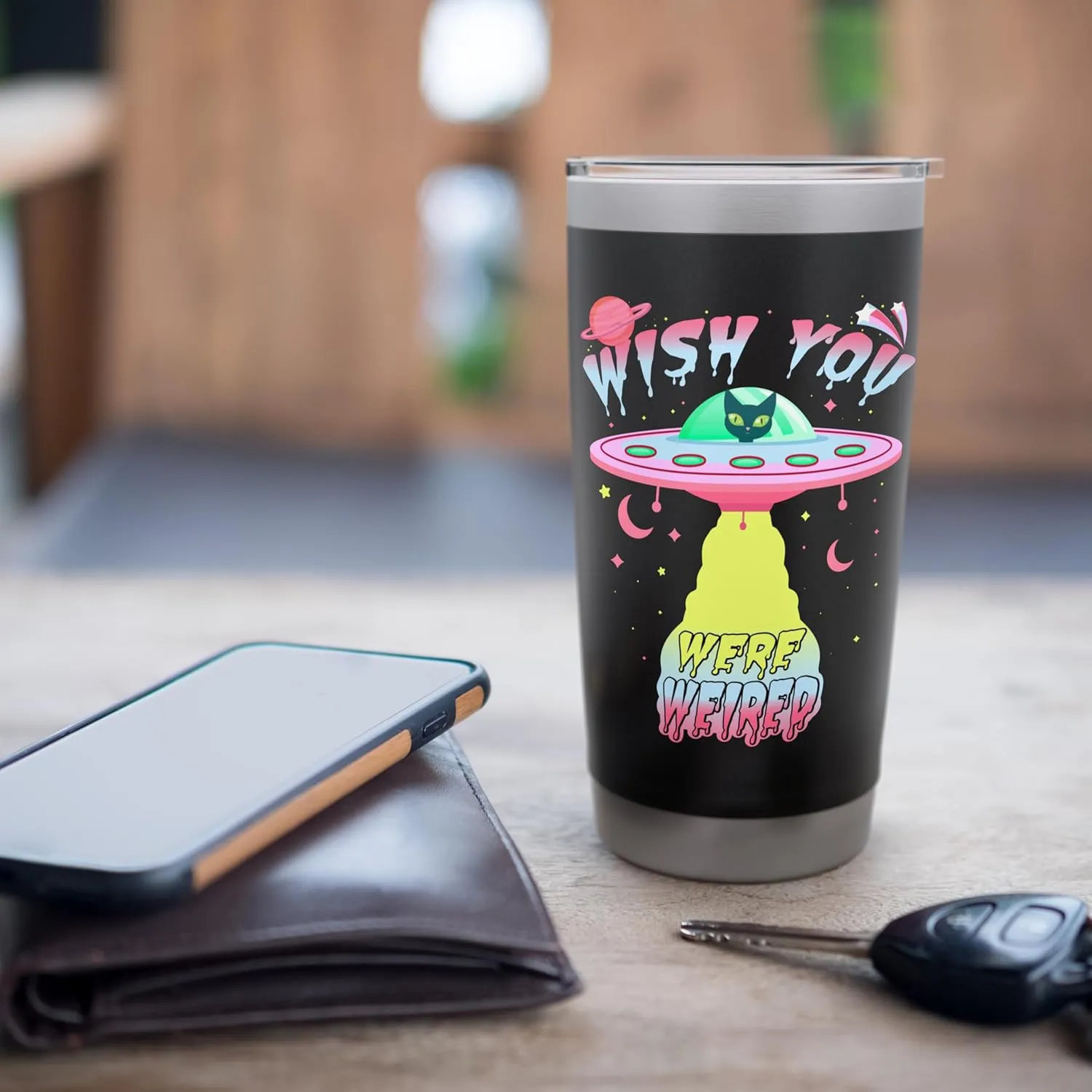 Kawaii Pastel Goth Harajuku Anime UFO Space Cat Alien Lover Stainless Steel Insulated Tumbler