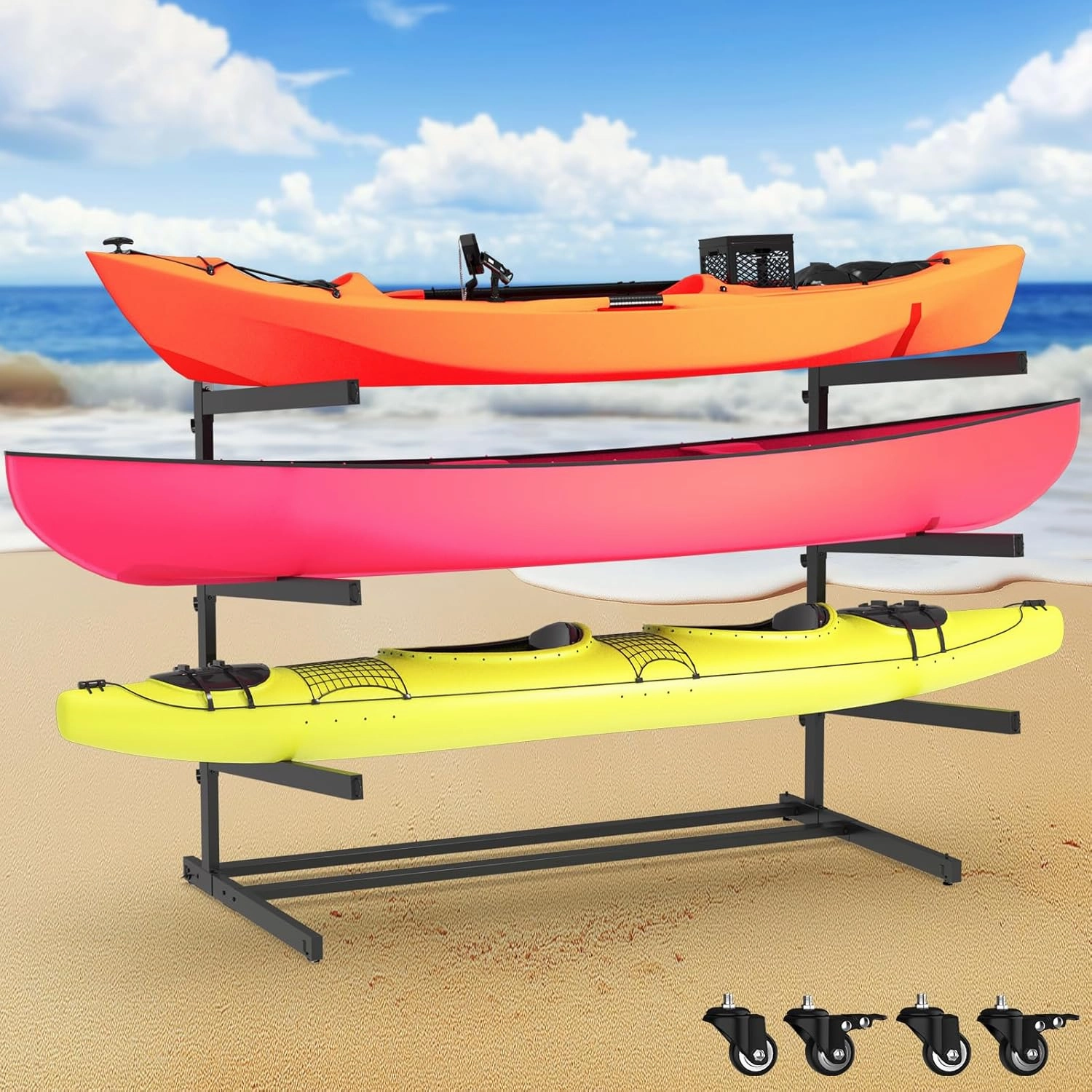 Kayak Storage Rack, Heavy Duty Kayak Racks for Garage and Outdoor Storage, Storage Rack for Kayak, Canoe, Surfboard & Paddleboard