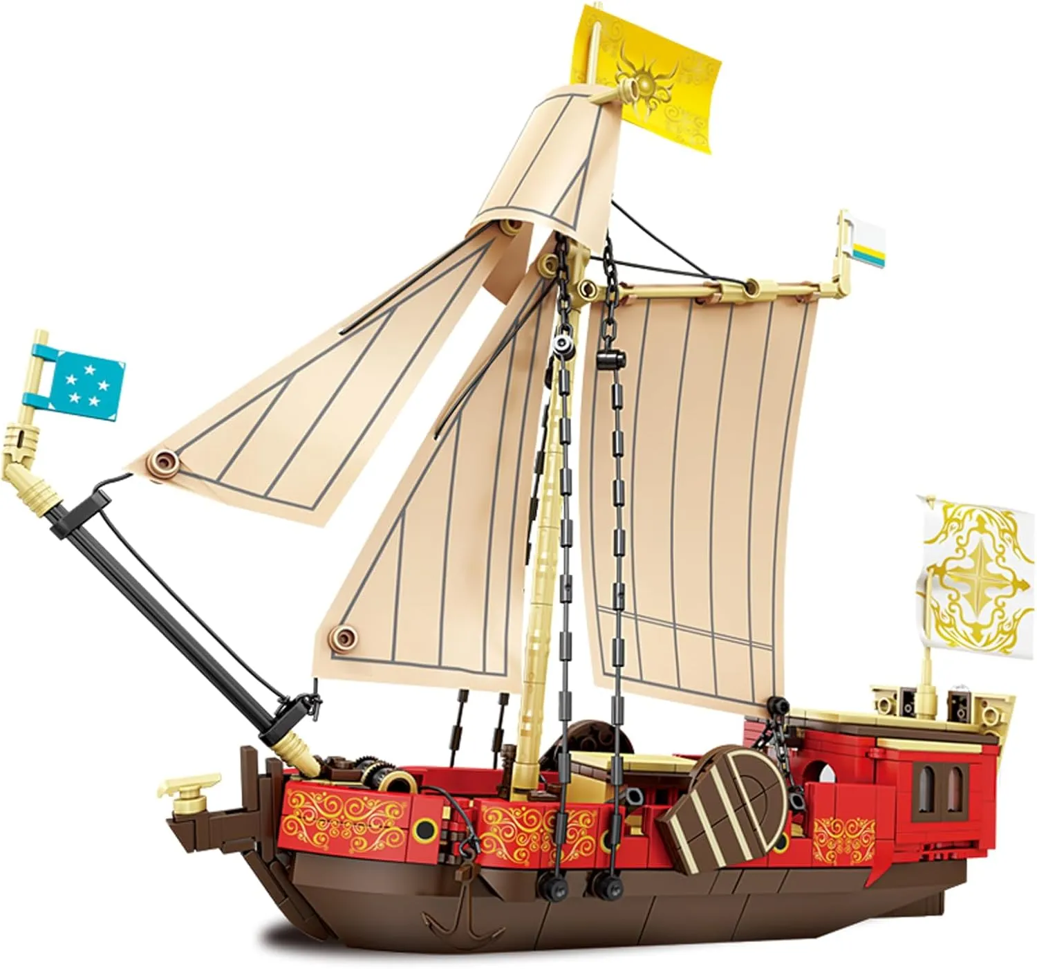 KAZI Boat Building Kit for Adults Kids,Sailing Adventure Toy Boat Building Blocks Set,Yacht Model Home Decor,Fun Toy Gift for 8 9 10 11 12 Plus Year Old Boys and Girls