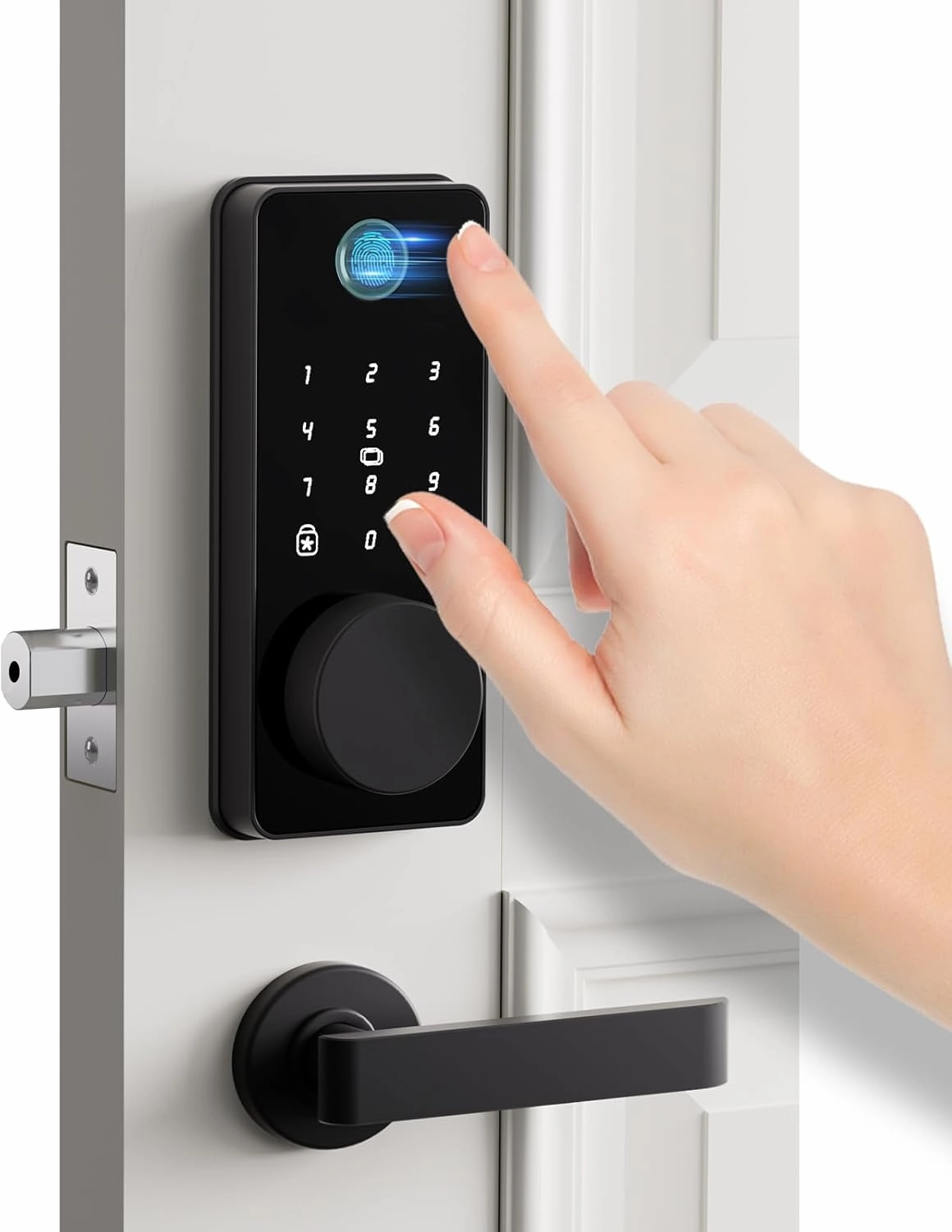 Keyless Entry Door Lock, Biquole Smart Lock with Keypad, Auto & One Touch Lock, Smart Locks for Front Door Easy Installation, App Control, Anti-Peeking Password, Fingerprint