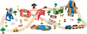 KidKraft Wooden Rural Farm Train Set with 75 Pieces, Children's Toy Vehicle Playset, Gift for Ages 3 