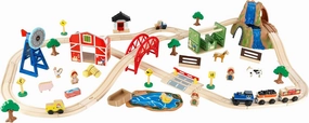 KidKraft Wooden Rural Farm Train Set with 75 Pieces, Children's Toy Vehicle Playset, Gift for Ages 3 