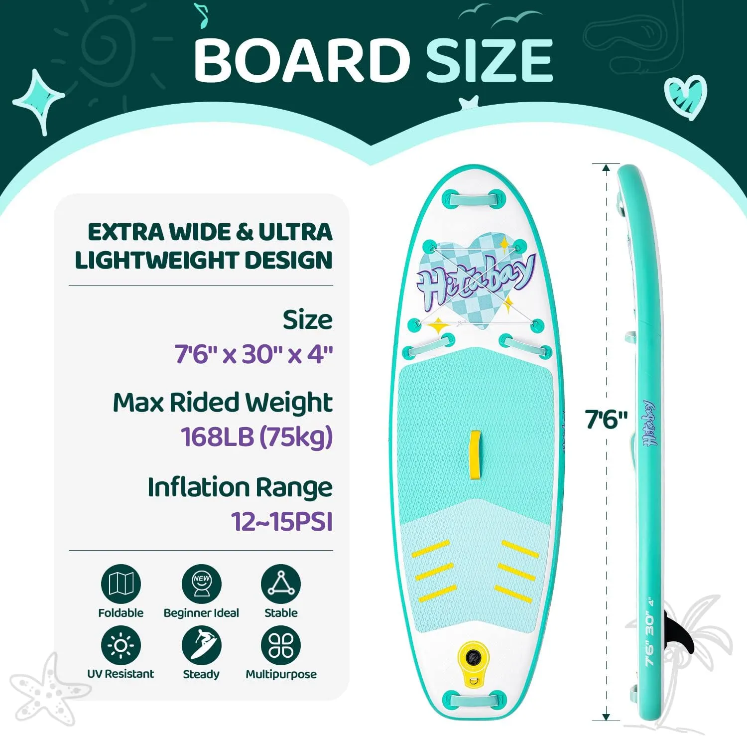 Kids Paddle Board with SUP Accessories, Child Paddle Board Durable, Lightweight, Stable Design, Wide Non-Slip Deck, 7.6ft 8ft 9.6ft Inflatable Paddle Boards for Kids & Youth