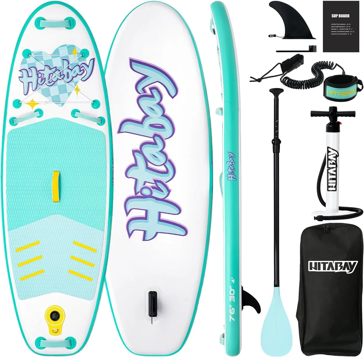 Kids Paddle Board with SUP Accessories, Child Paddle Board Durable, Lightweight, Stable Design, Wide Non-Slip Deck, 7.6ft 8ft 9.6ft Inflatable Paddle Boards for Kids & Youth