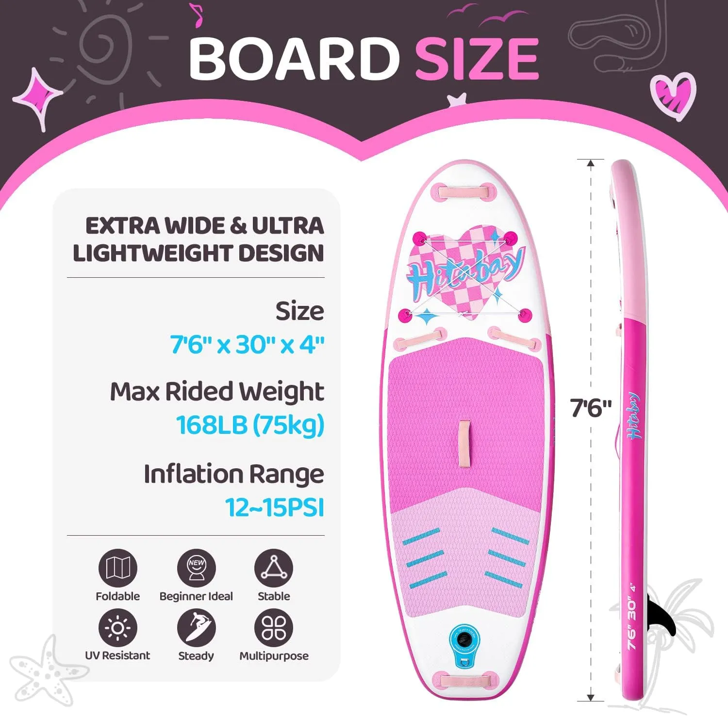 Kids Paddle Board with SUP Accessories, Child Paddle Board Durable, Lightweight, Stable Design, Wide Non-Slip Deck, 7.6ft 8ft 9.6ft Inflatable Paddle Boards for Kids & Youth