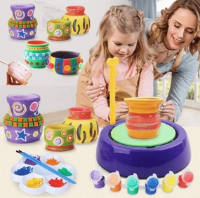 Kids Pottery Wheel Studio Kit - Complete Pottery Set for Kids with Modeling Clay, Sculpting Tools, and Painting Kit