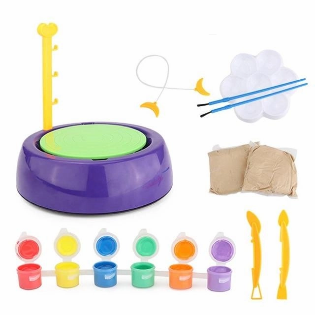 Kids Pottery Wheel Studio Kit - Complete Pottery Set for Kids with Modeling Clay, Sculpting Tools, and Painting Kit