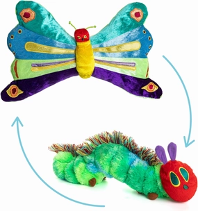KIDS PREFERRED World of Eric Carle, The Very Hungry Caterpillar Butterfly Reversible Stuffed Animal Plush Toy, 16",Green
