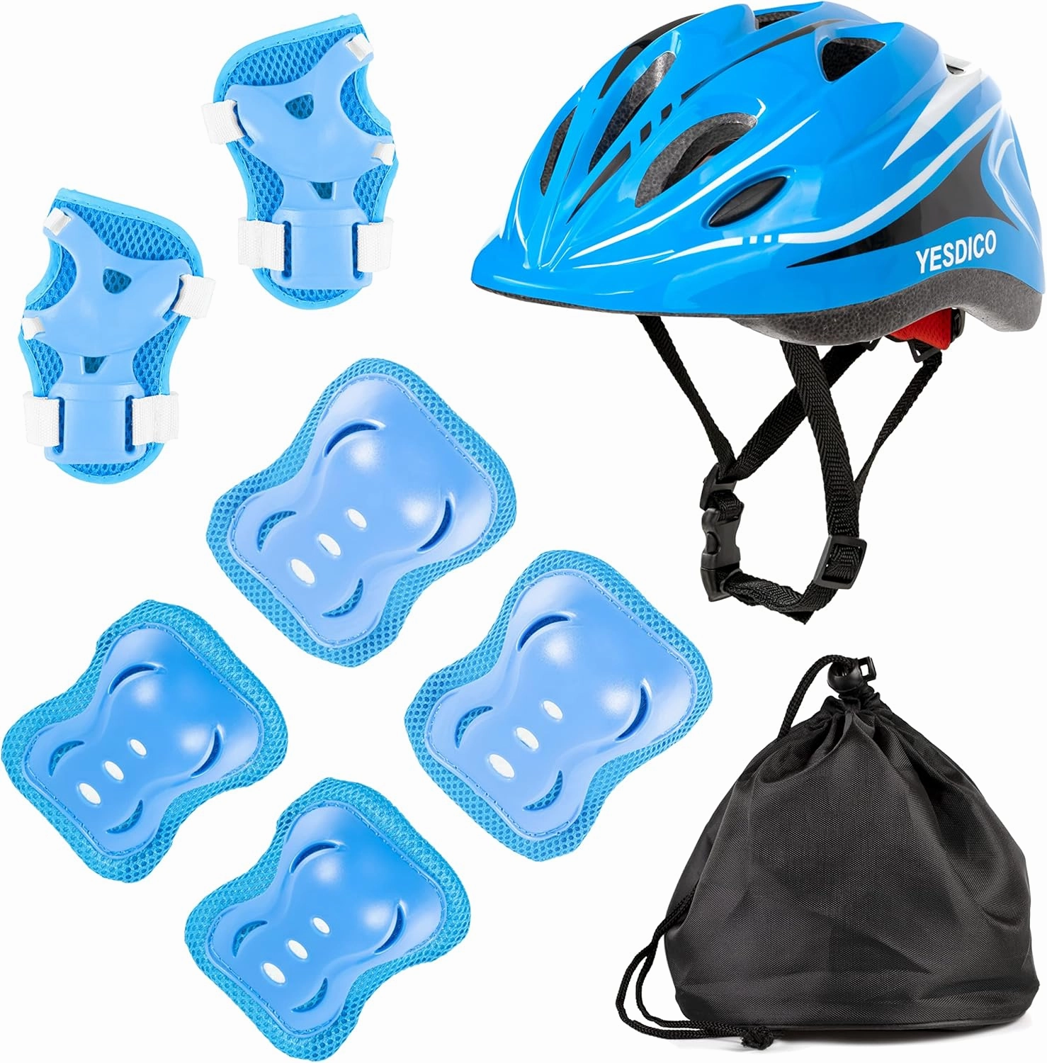 Kids Protective Gear Adjustable Protective Helmet Kids Carrying Bag CPSC Certified for 5-12 Years Elbow and Knee Pads for Kids Wrist Guard Outdoor Sports Safety Bike Scooters Skateboards Rollerblade