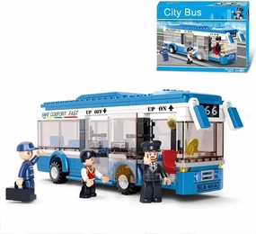 Kids School Bus Building Blocks Toy Set, City Bus Station Educational Building Toys for Boys & Girls Ages 6 