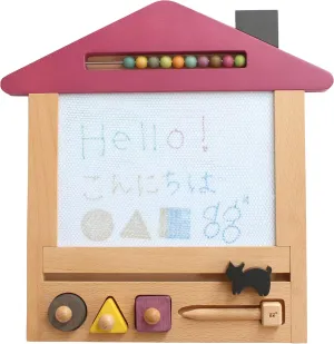 kiko  gg* Oekaki House Reusable Erasable Wooden Magic Drawing Board | 4-Colors | Creative Travel Gift for Toddlers and Kids (Cat/Purple)