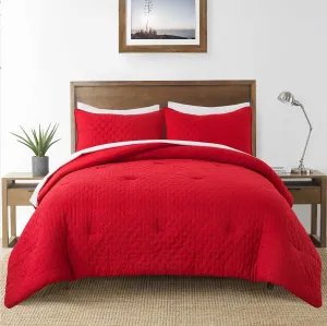 King Size Bed in Bed 90""x 104"", 3-Piece King Comforter Set with 2 Pillowcases - 480GSM Creased Texture Embossed Quilted Design Farmhouse Comforter Set for All Season, Burgundy