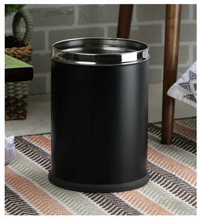 King International 1.3 Gallon Step Bathroom Trash Can,Garbage can, Trash can with lid Inside Removable Bucket, 7''X10'', Bathroom Accessories Set, Wastebasket, Garbage Container Bin (Black Open)