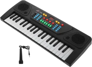 Kisangel 1 Set Multi Functional Keys Electronic Organ Piano for Black Beginner Music Instrument with Microphone Enhances Hearing Coordination Skills