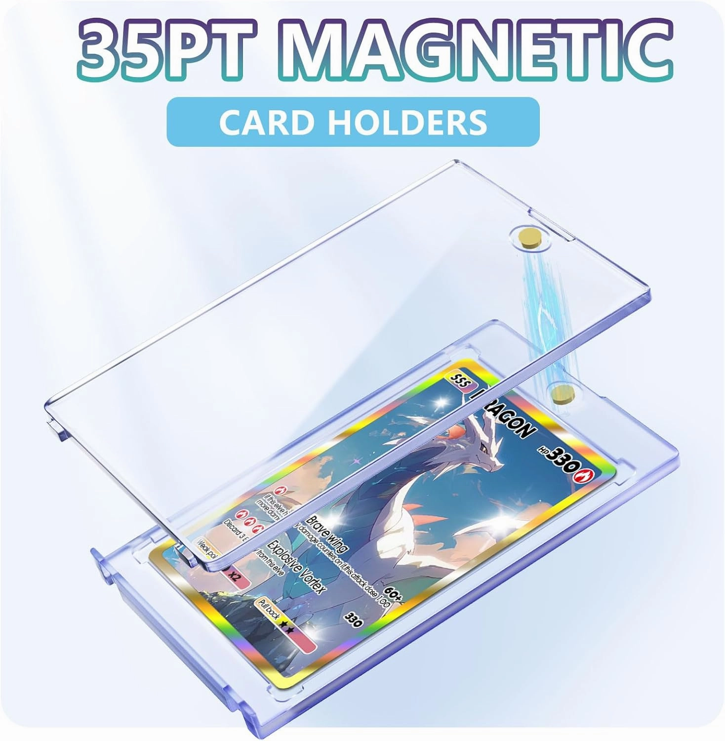 Kitoyz 100 ct Magnetic Card Holder for Trading Cards, 35PT Baseball Card Case Magnet Toploaders Sports Card Protectors with UV Protection Fit for TCG, Game Cards, Football Cards