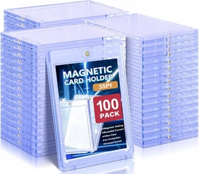 Kitoyz 100 ct Magnetic Card Holder for Trading Cards, 35PT Baseball Card Case Magnet Toploaders Sports Card Protectors with UV Protection Fit for TCG, Game Cards, Football Cards