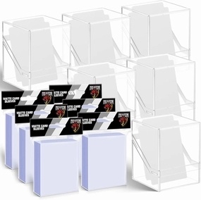 Kitoyz Trading Card Deck Boxes,Acrylic Commander Card Deck Case with 600Pcs Penny Soft Card Sleeves,Deck Storage Case Fit for MTG,Game,Sport.
