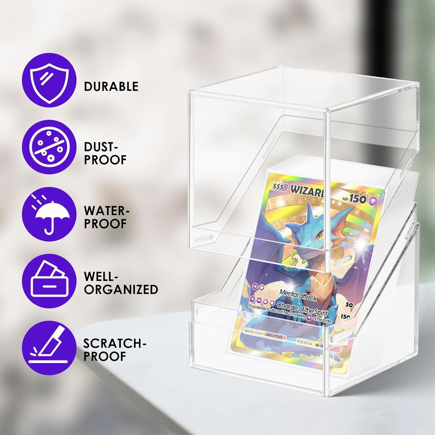 Kitoyz Trading Card Deck Boxes,Acrylic Commander Card Deck Case with 600Pcs Penny Soft Card Sleeves,Deck Storage Case Fit for MTG,Game,Sport.