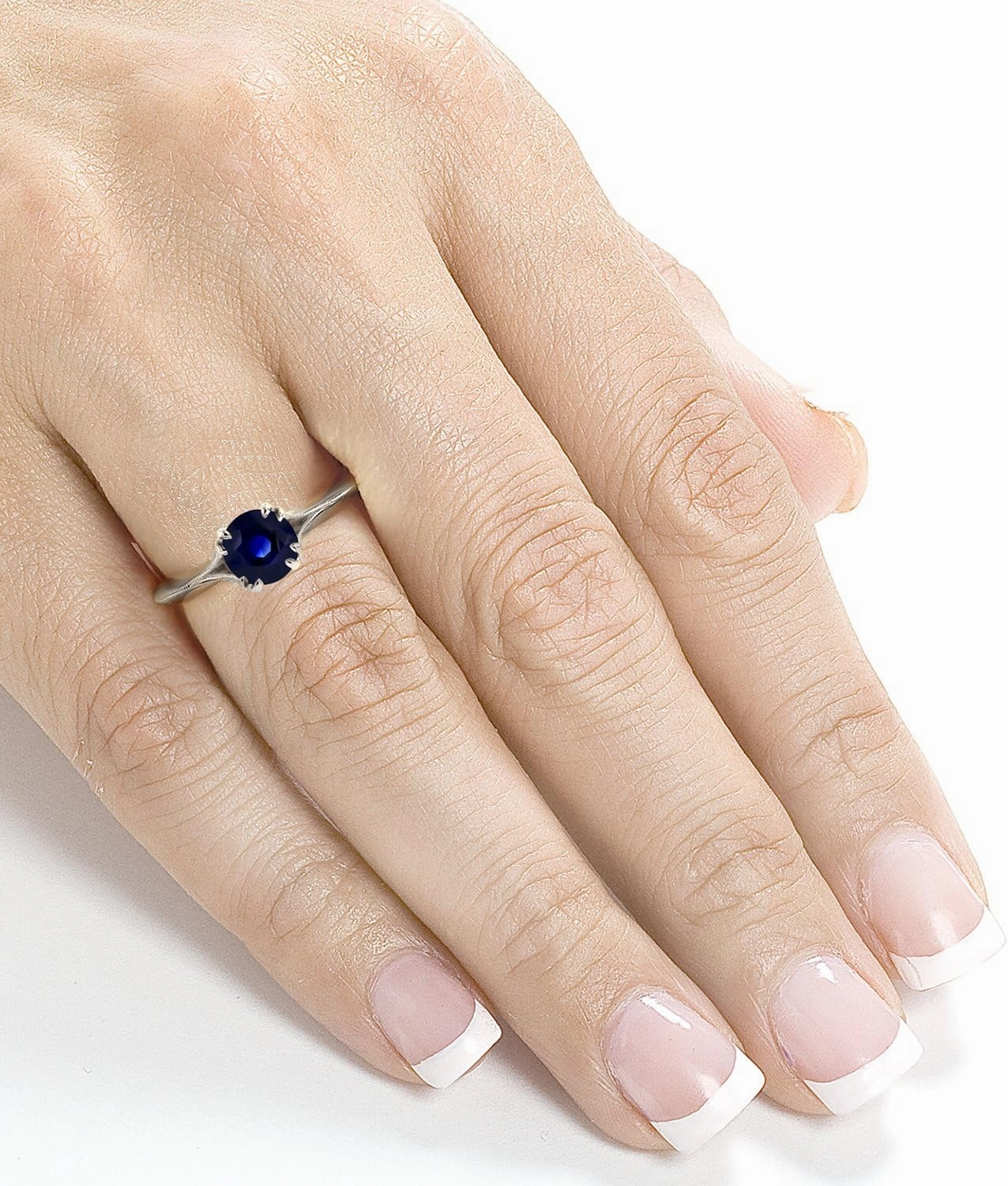 Kobelli Blue Sapphire and Diamond Engagement Ring 1/2 CTW in 14k White Gold