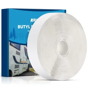 Kohree Butyl Sealant Tape White, 1/8-Inch x 3/4-Inch x 30-Foot, Butyl Tape RV Putty Rubber Seal Tape Leak Proof for RV Repair, Window, Boat Sealing, Glass and EDPM Rubber Roof Patching