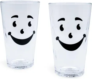 Kool-Aid Man 16-Ounce Pint Glasses, Set of 2 | Large Drinking Cup Glassware For Water, Juice, Iced Tea, Cocktails | Home & Kitchen Essentials, Nostalgic Gifts