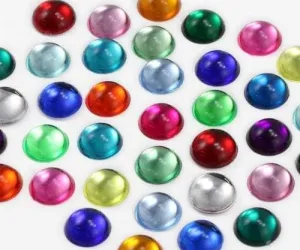 KraftGenius Allstarco 18mm Round Flat Back Acrylic Cabochons Assorted Colors Plastic Gems for Crafts Costume Embelishments Card Making Jewels Jewelry Making Supplies Cosplay Jewels 120 Pcs