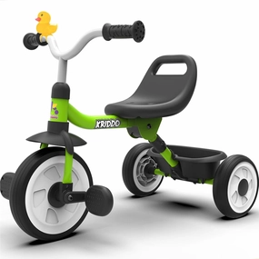 KRIDDO Kids Tricycle for 18 Months to 3 Years, Foldable Toddler Tricycle with Storage Basket, Kids Trike for 2 Years, Adjustable Easy to Carry Ergonomic Seat, Stable Structure for Smooth Ride, Green