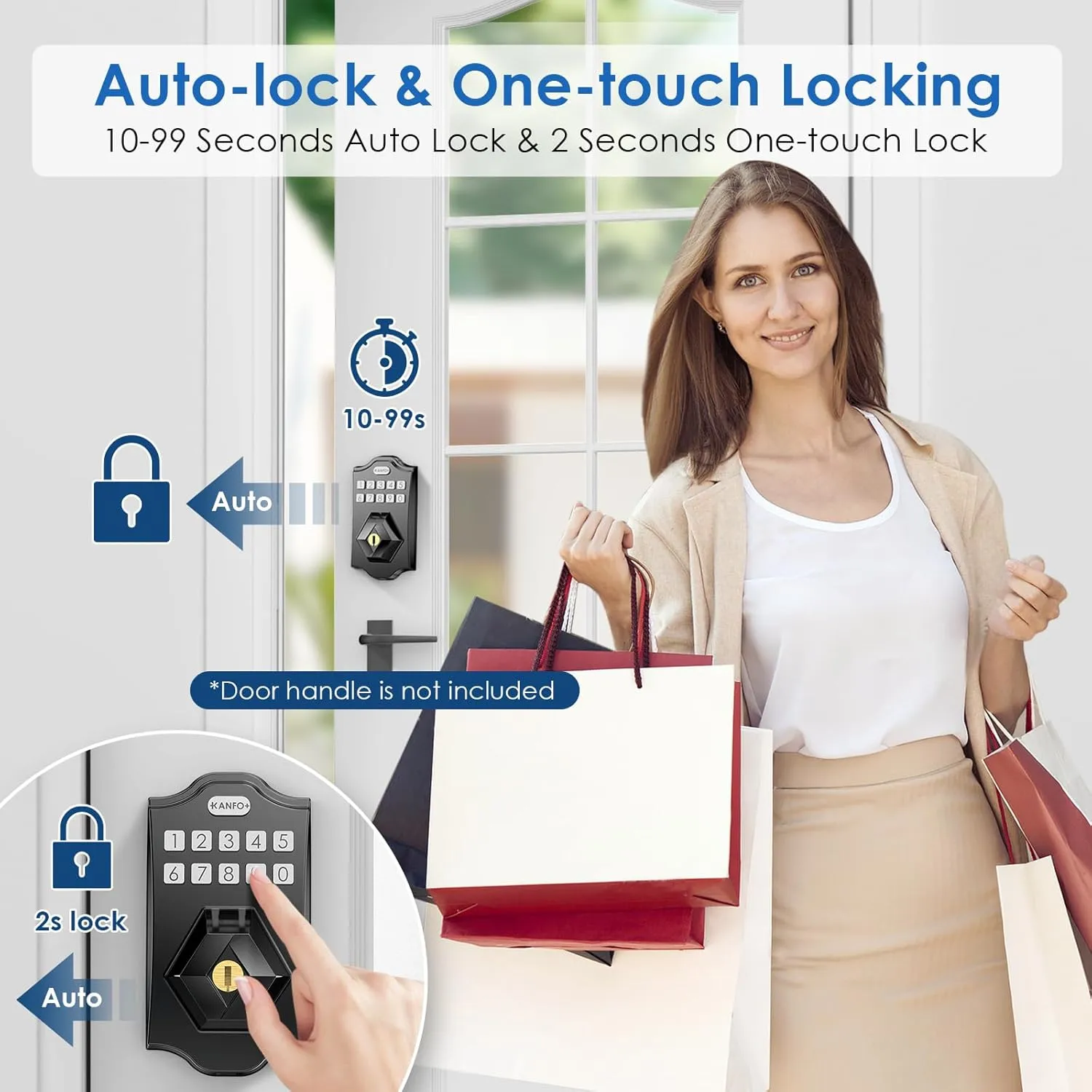 KS3 Keyless Entry Door Lock Deadbolt with Keypad,Smart Locks for Front Door with 2 Keys,Electronic Deadbolt,Auto Lock,Easy Installation,Matte Black