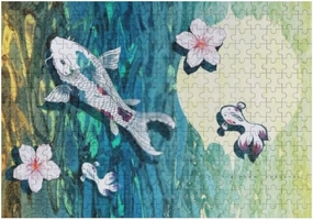Kuizee Jigsaw Puzzle 1000 Pieces Puzzle for Adults Japanese Art Swimming Carp Koi Fish School Kids Teens Educational Intellectual Decompressing Funny Family Games 29.5X19.7 Inch