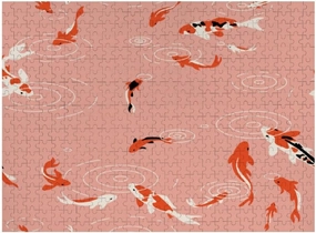 Kuizee Jigsaw Puzzle 1000 Pieces Puzzle for Adults Koi Fish Pond Japanese Style Educational Intellectual Decompressing Funny Family Games 11.5X15.7Inch