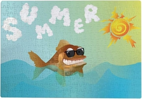 Kuizee Puzzle 1000 Piece Jigsaw Puzzle Happy Gold Fish Shining Summer Kids Adult Educational Intellectual Decompressing Fun Game 29.5X19.7Inch