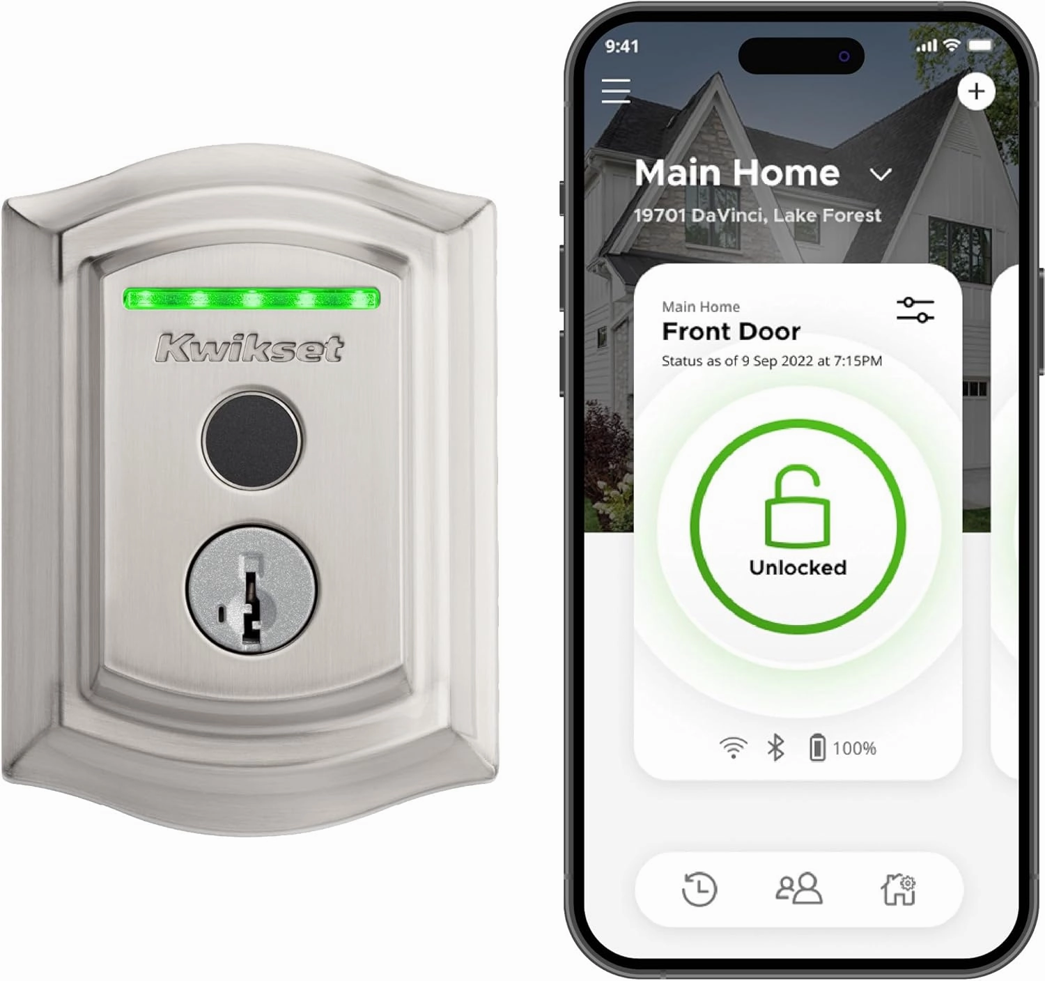 Kwikset Halo Touch Fingerprint Wi-Fi Smart Lock, Keyless Entry Door Low Profile Deadbolt, Geofence Auto-Unlock, Grade AAA Certified, No Hub Easy Install, Satin Nickel Lifetime Finish Warranty, Arch