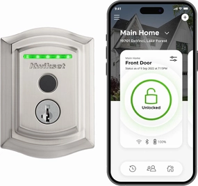 Kwikset Halo Touch Fingerprint Wi-Fi Smart Lock, Keyless Entry Door Low Profile Deadbolt, Geofence Auto-Unlock, Grade AAA Certified, No Hub Easy Install, Satin Nickel Lifetime Finish Warranty, Arch