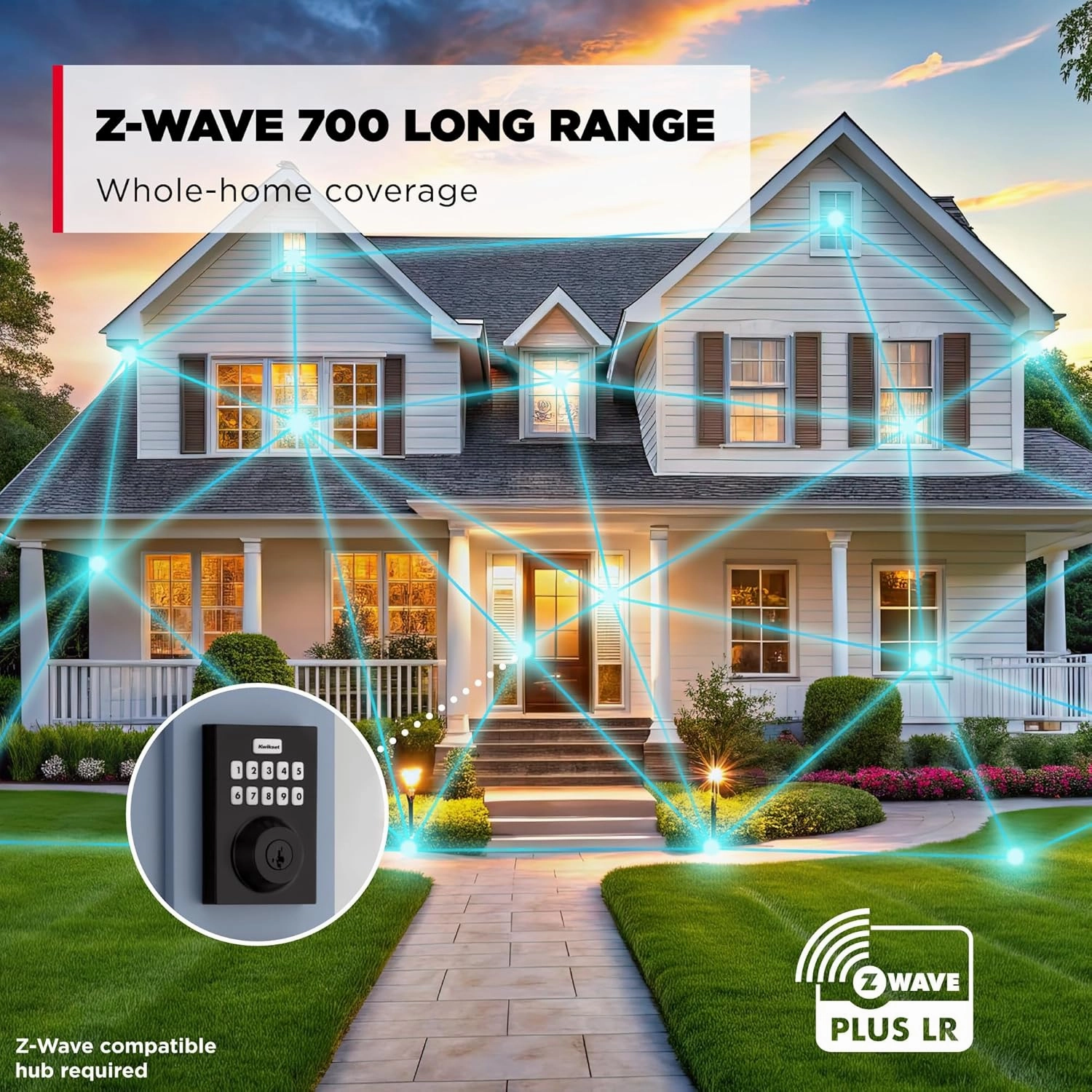 Kwikset HomeConnect 620 Z-Wave Long Range Enabled Keypad Smart Lock with Convenient Keyless Entry, Customizable User Codes, S2 Security and SmartStart Provisioning Matte Black Contemporary