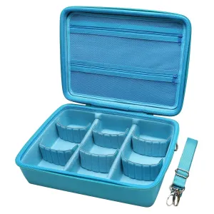 L LTGEM Card Game Case Compatible with Cards Against Humanity/Magic the Gathering/UNO/Pokemen/Baseball/Football Cards 3000 , Trading Card Storage Box with 6 Dividers and Shoulder Strap, Sky Blue