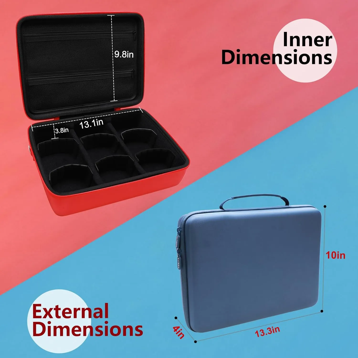 L LTGEM Card Game Case Compatible with Cards Against Humanity/Magic the Gathering/UNO/Pokemen/Baseball/Football Cards 3000 , Trading Card Storage Box with 6 Dividers and Shoulder Strap, Sky Blue