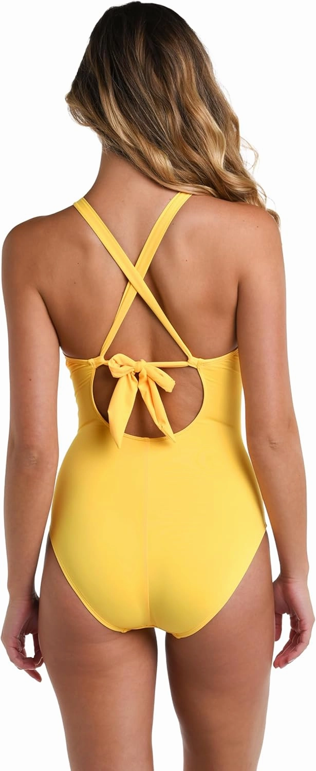 La Blanca Women's One Piece Swimsuit High Neck Keyhole Island Goddess