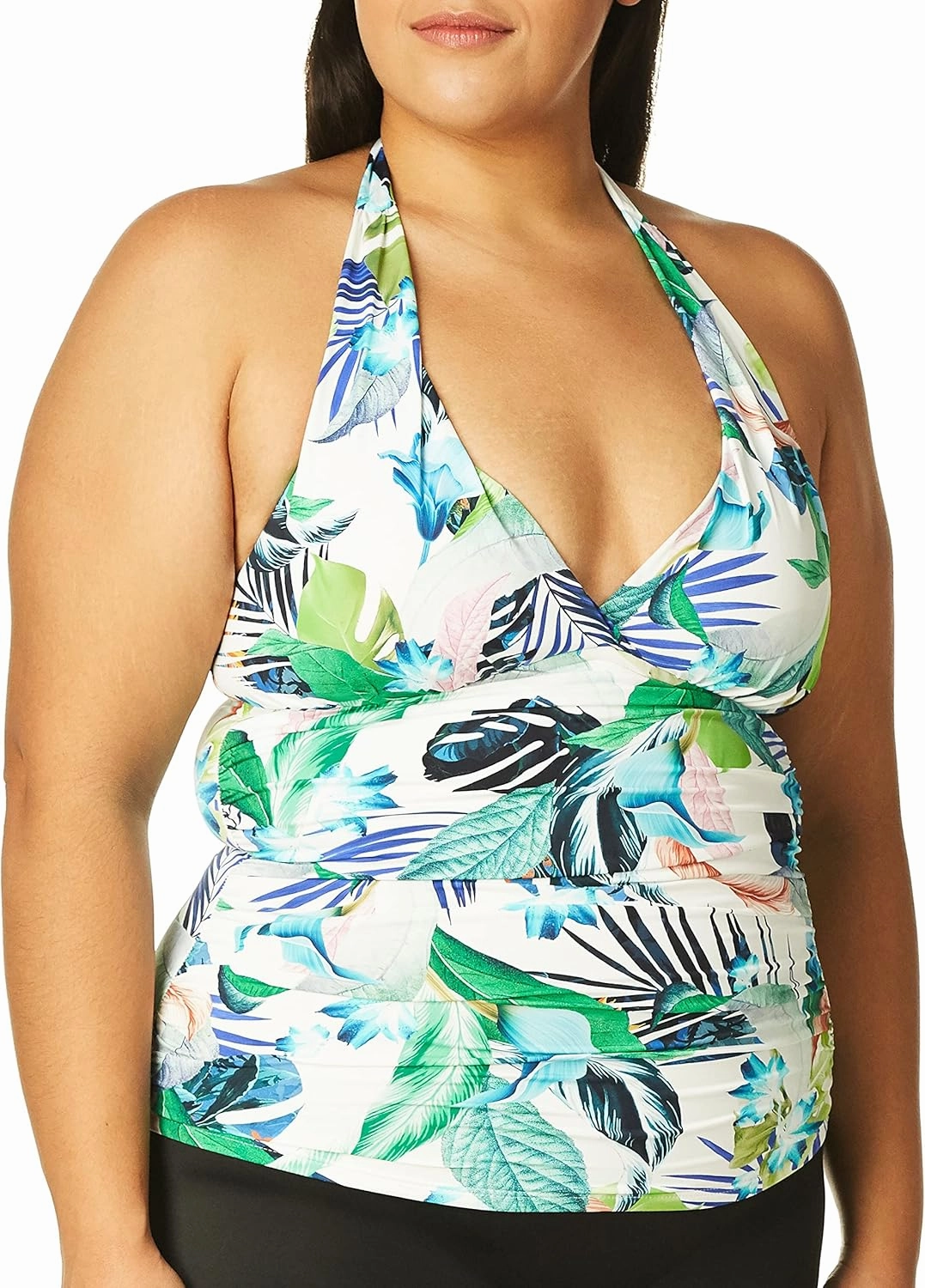 La Blanca Women's V-Neck Halter Tankini Swimsuit Top
