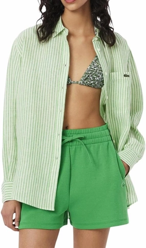 Lacoste Women's Oversized Striped Linen Shirt