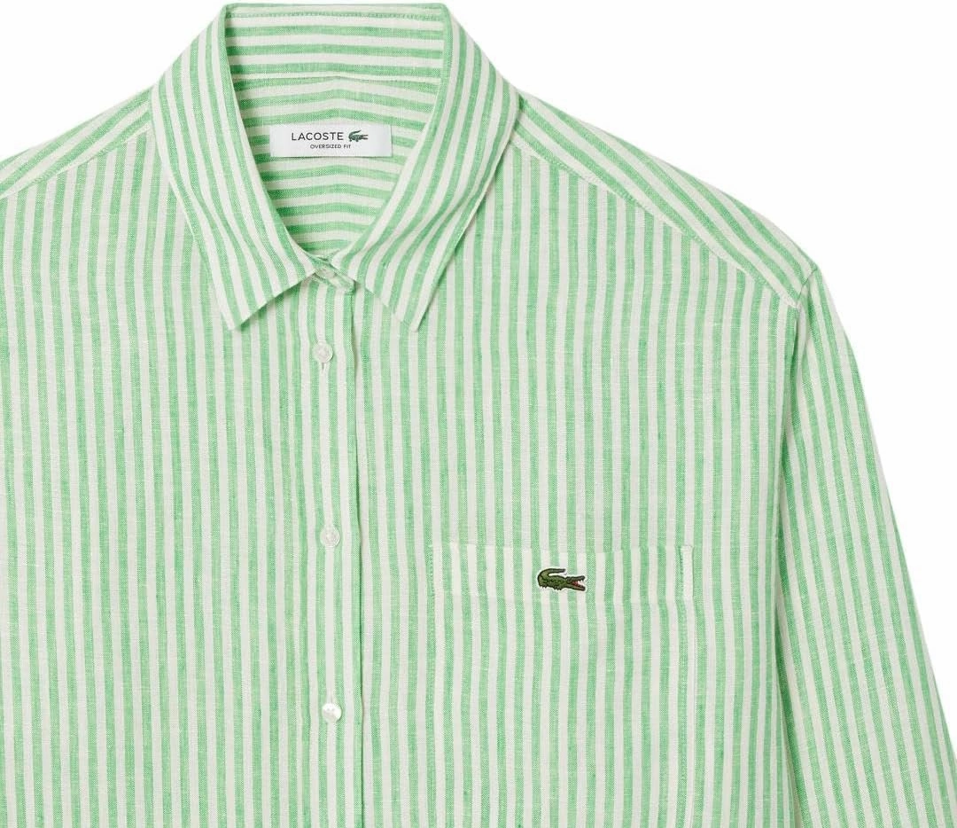 Lacoste Women's Oversized Striped Linen Shirt