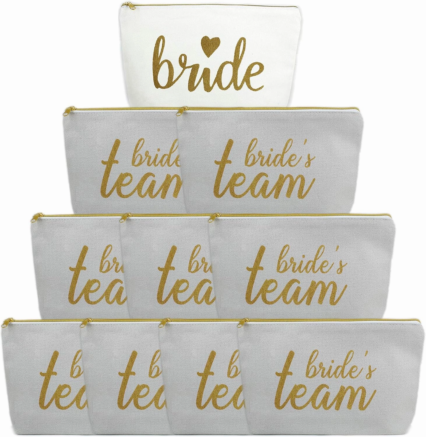 LADY&HOME Bridesmaid Makeup Bag Bride Vibe Team Bride Makeup Bag Wedding Party Cosmetic Bag Bridesmaid Proposal Gifts for Bridal Shower,Wedding,Bachelorette