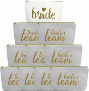 LADY&HOME Bridesmaid Makeup Bag Bride Vibe Team Bride Makeup Bag Wedding Party Cosmetic Bag Bridesmaid Proposal Gifts for Bridal Shower,Wedding,Bachelorette