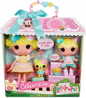 Lalaloopsy Doll Set - Candle & Wishes Slice O' Cake - Large & Little Dolls with Yellow Hair & Hat - With Pet Pug & Cupcake Pig - Changeable Outfit, Reusable House Package Playset - For Kids Ages 3 