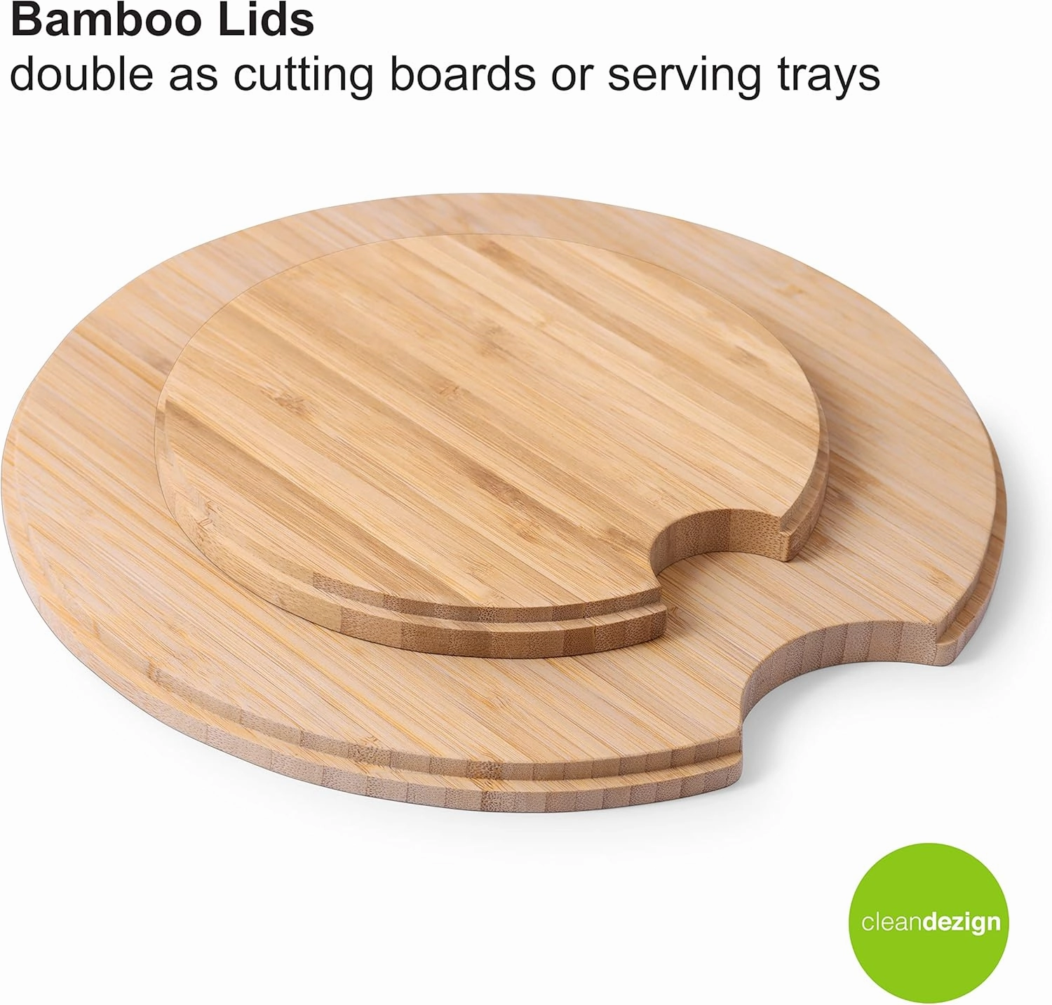 Large Salad and Serving Bowl with Bamboo Wood Lid and Servers 8pc Set - 11.5" and 8" Bamboo Fiber Pasta Bowls and Utensils with Wooden Cutting Board Tops (Natural White)