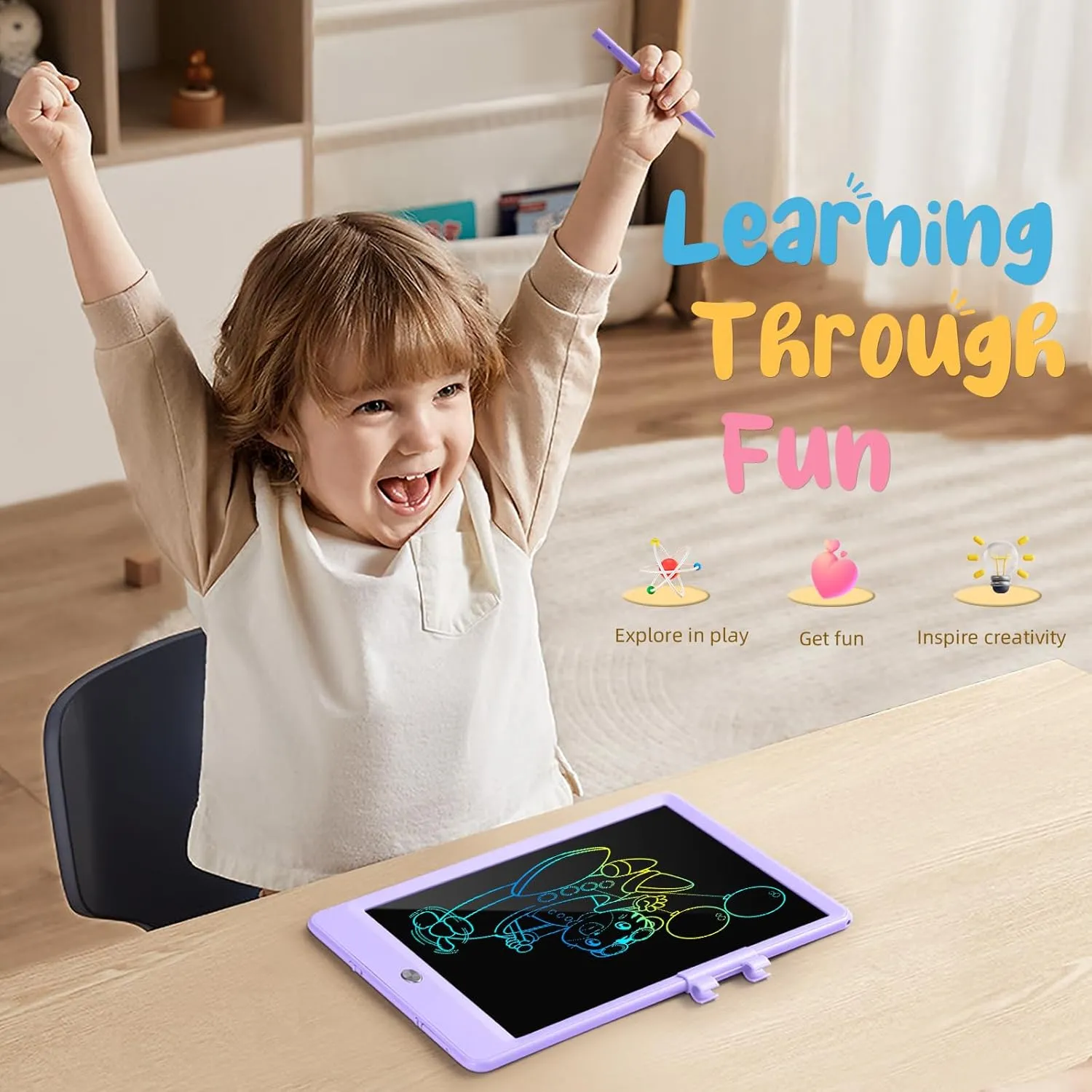 LCD Writing Tablet, 2Pack Reusable Drawing Pad for Kids, Colorful Doodle Board Kids Drawing Tablet, Educational Toddler Girl Toys, Birthday Gift Ideas for 3 4 5 6 7 8 Year Old Kids