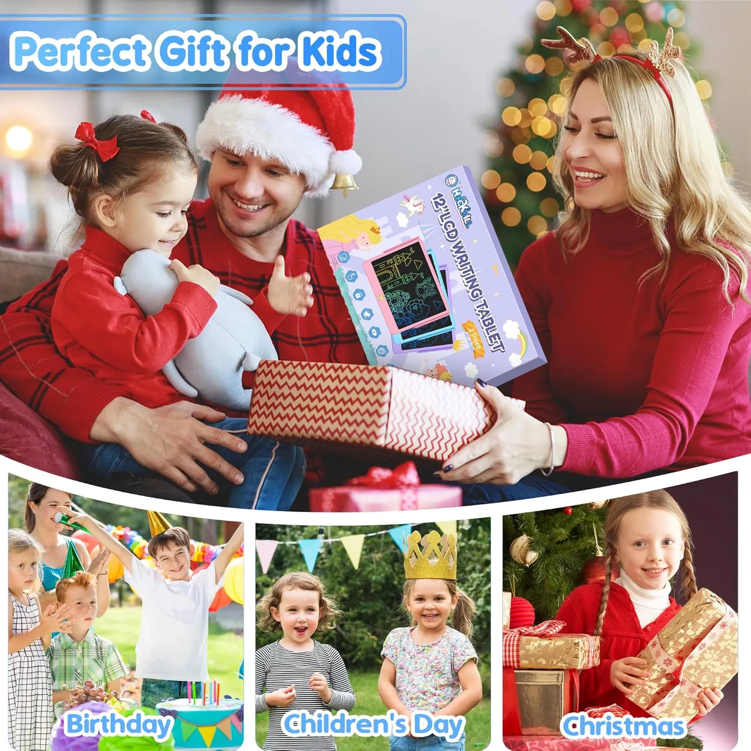 LCD Writing Tablet for Kids 12 Inch, Toys for Boys Girls Drawing Pad for 3 4 5 6 7 Year Old Kids Toys, Toddler Erasable Doodle Board Travel Essentials, Children’s Day Gift for Kids - Blue