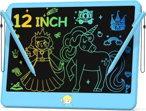 LCD Writing Tablet for Kids 12 Inch, Toys for Boys Girls Drawing Pad for 3 4 5 6 7 Year Old Kids Toys, Toddler Erasable Doodle Board Travel Essentials, Children’s Day Gift for Kids - Blue