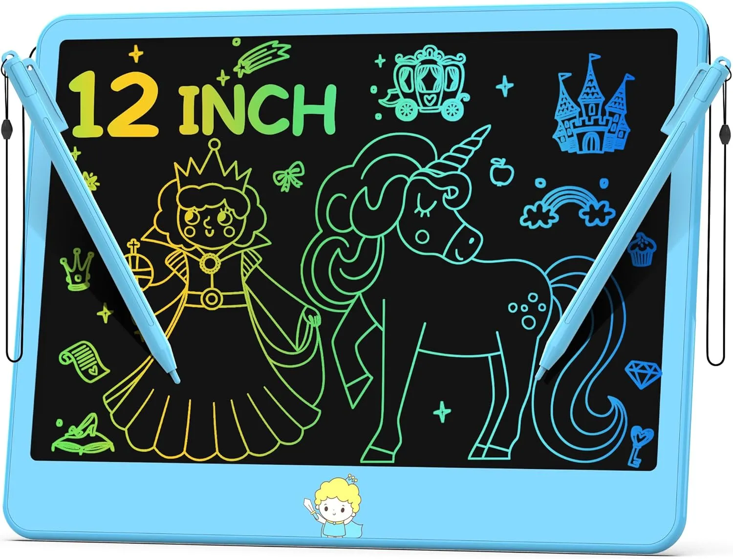 LCD Writing Tablet for Kids 12 Inch, Toys for Boys Girls Drawing Pad for 3 4 5 6 7 Year Old Kids Toys, Toddler Erasable Doodle Board Travel Essentials, Children’s Day Gift for Kids - Blue