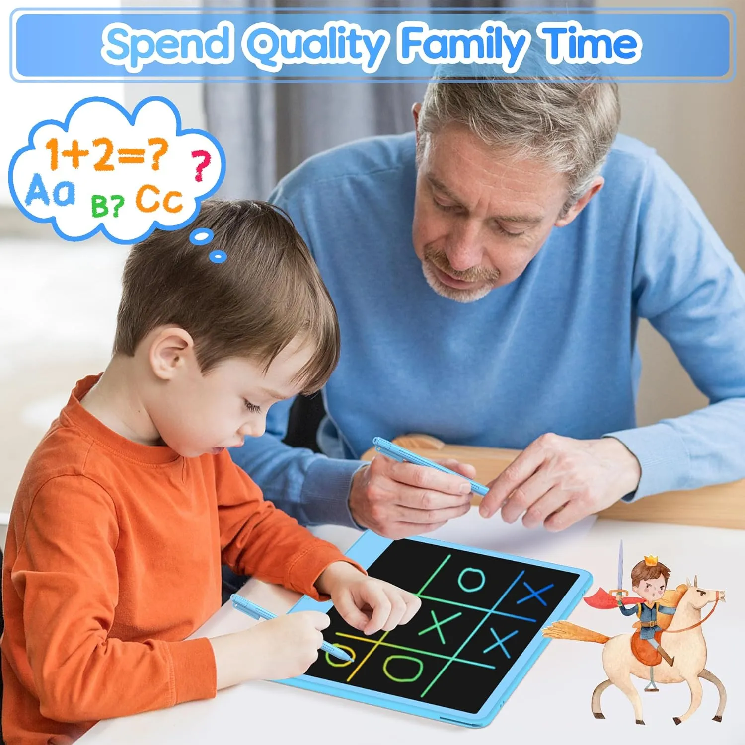 LCD Writing Tablet for Kids 12 Inch, Toys for Boys Girls Drawing Pad for 3 4 5 6 7 Year Old Kids Toys, Toddler Erasable Doodle Board Travel Essentials, Children’s Day Gift for Kids - Blue