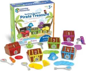 Learning Resources Sorting Surprise Pirate Treasure - 30 Pieces, Ages 3  Color, Sorting & Matching Skills Toy, Fine Motor Skills Toys for Toddlers, Preschool Learning Toys